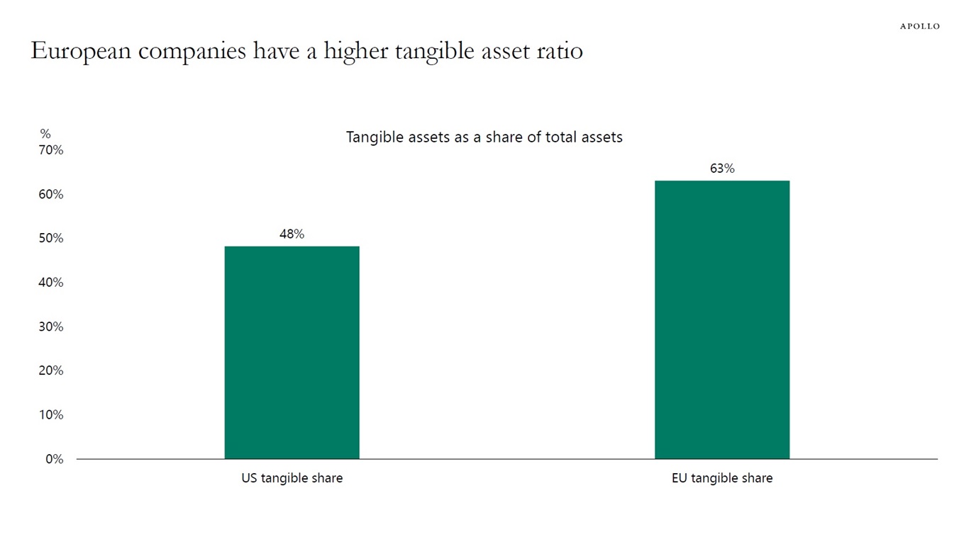 European companies have a higher tangible asset ratio